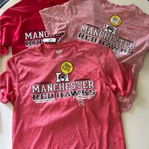 3 New Manchester red hawks T-shirts
Too short sleeve, and one long sleeve